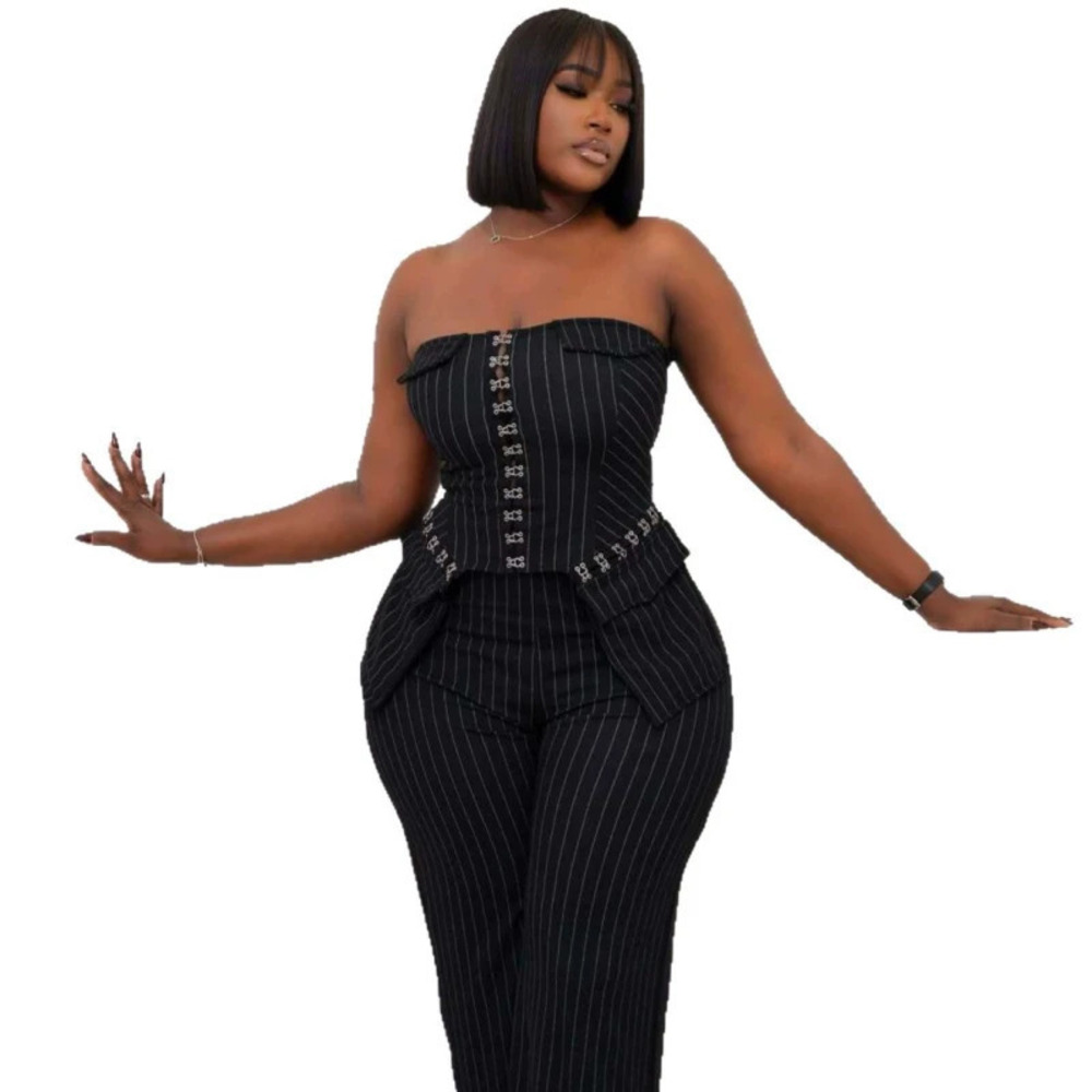 ZARA Sexy Off Shoulder Fitted Bustier Top African Style Premium Pants Set